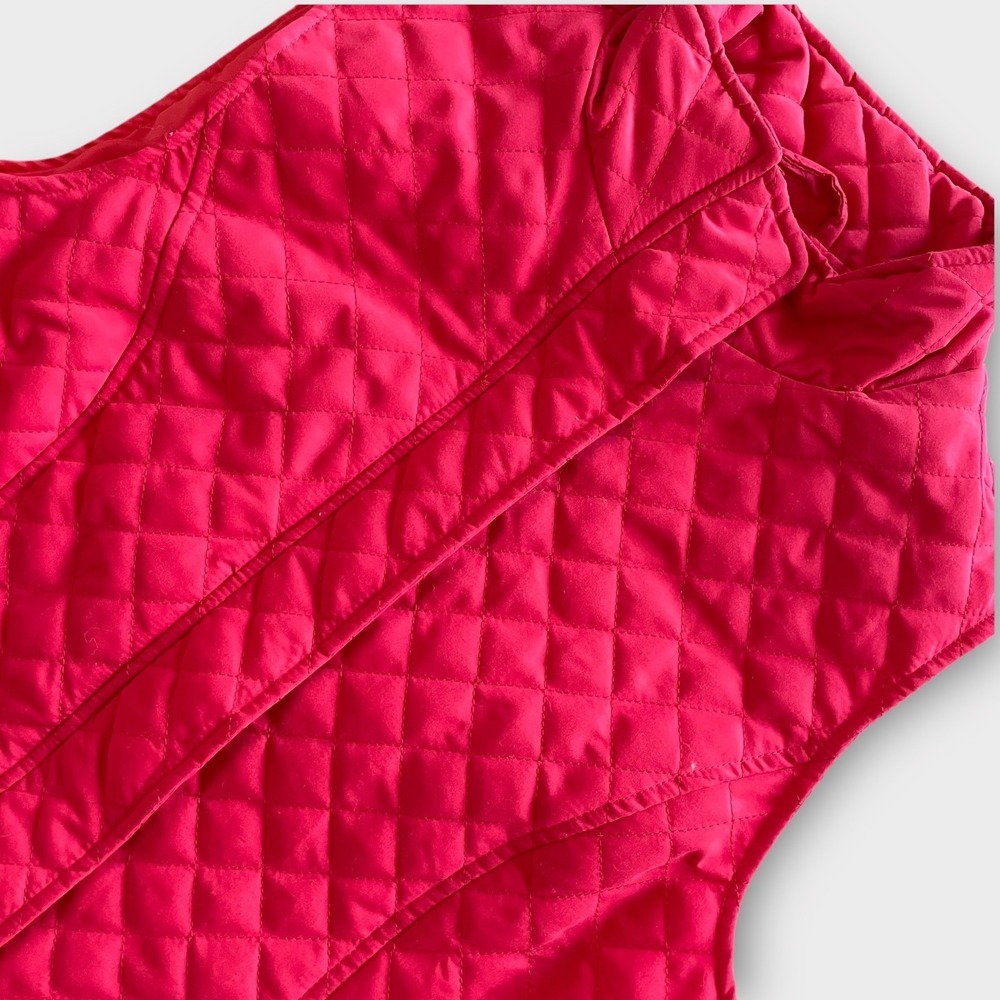 Christopher & Banks Quilted Vest Women Medium Red Pocket Classic Layering Preppy - Picture 2 of 6